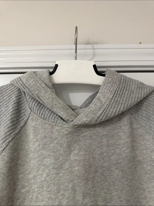 Aerie Hoodie Pullover Waffle Knit Oversized Gray Sweatshirt Cozy Size XL Coastal - Image 5