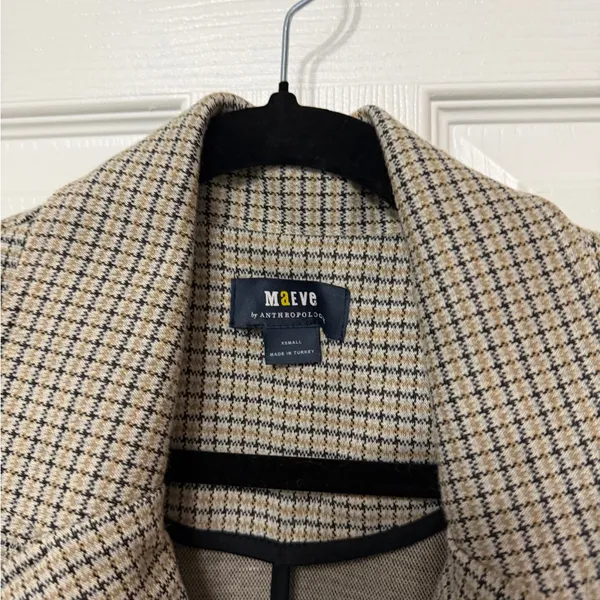 Anthropologie Maeve Houndstooth Print‎ Collegiate Knit Blazer Size XS - Image 3