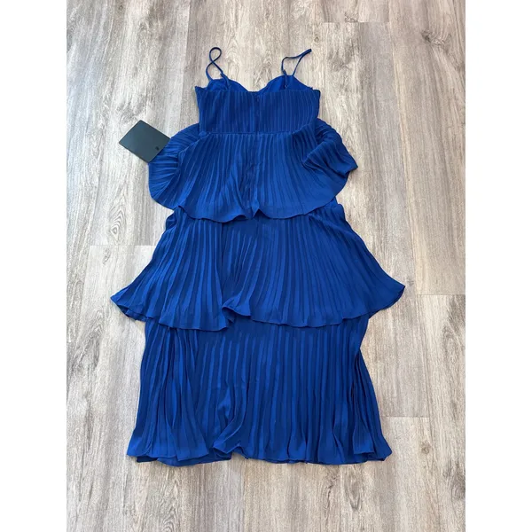 Lulus Cascading Crush Cobalt Blue Tiered Bustier Midi Dress - Image 6