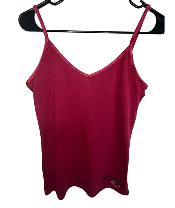 Harley Davidson Maroon Camisole With Embroidered Logo And Rhinestones - Image 2