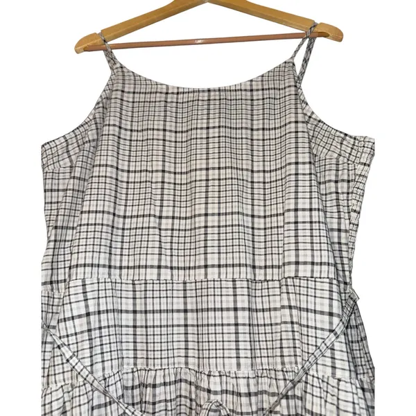 New Free Assembly Plaid Midi Dress XXL Picnic Sundress Smocked Clean Girl Preppy - Image 3