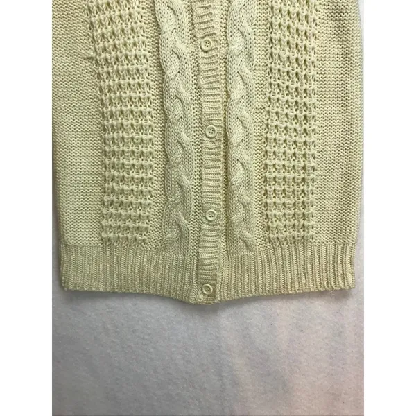 Vintage Grand Tier Womens‎ Cream Cable Knit V Neck Button Vest Sweater Size L - Image 7