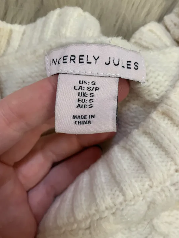 Sincerely Jules Ivory Cable Knit Sweater Vest Small Textured Cozy Cottagecore - Image 3