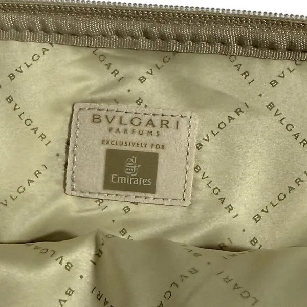 Bvlgari Women's Cosmetic Pouch Gold One Size Makeup Travel Bag Organizer Zip New - Image 3