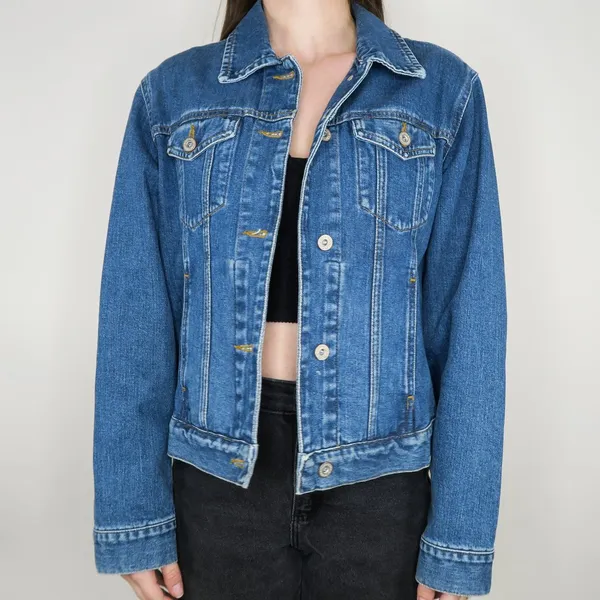 Vintage 90s Eddie Bauer Denim Jacket - Dark Blue Jean Trucker Jacket - Image 3
