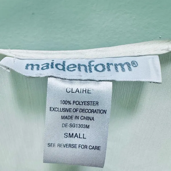 Maidenform Size S Vintage Long White Sheer Lace Trim Robe w Beading and Sequins - Image 4