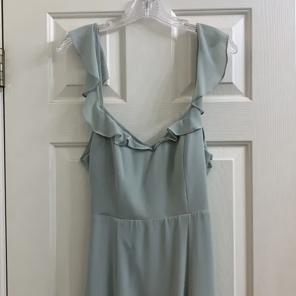 Bhldn Diana Sage green mint gown ruffle slit med - Image 5