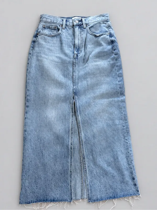 Pistola Alice Brooklyn High Rise Denim Midi Skirt 26 Raw Hem Slit 90s Western - Image 6