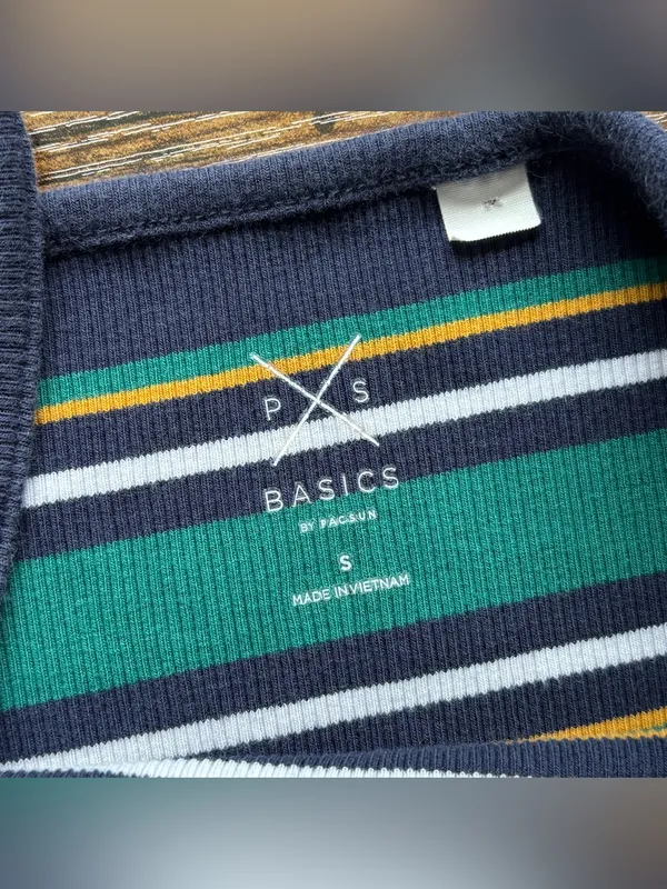 PacSun PS Basics Y2K Striped Ribbed Cropped Cami Tank Top S - Image 3