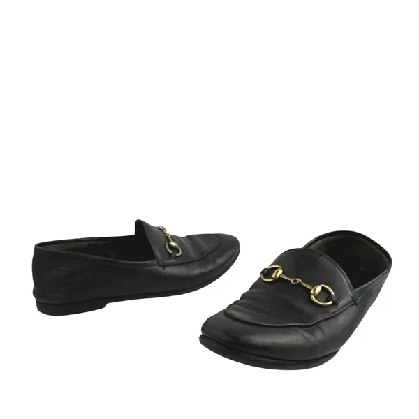 Gucci Women's Black Leather Horsebit Accent Slip On Loafers Flats 35 1/2 US 4.5 - Image 5