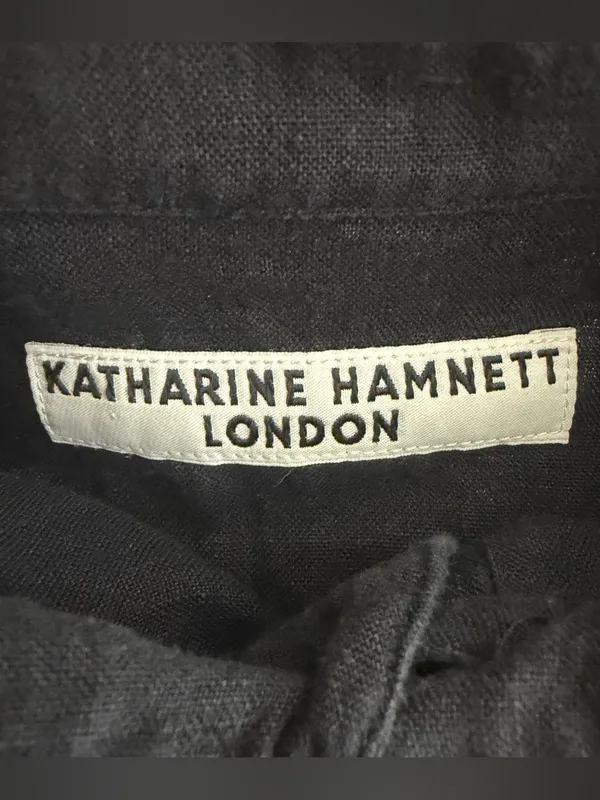 Katharine Hamnett Nicola Women XS Black Linen Oversized Shirt Italy Quiet Luxury - Image 9