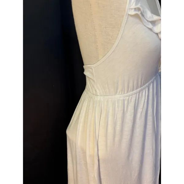 Elan White Halter Dress‎ Ruffle V-Neck Empire Waist Tiered Hem MD-522 Large - Image 7