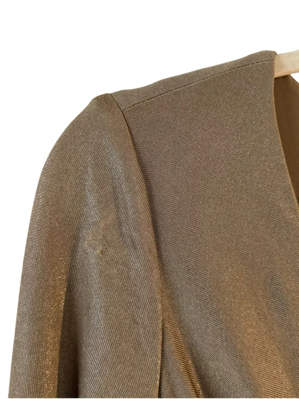 Lauren Ralph Lauren Nadira Metallic Gold Twist Front Gown Dress Size 6 - Image 8