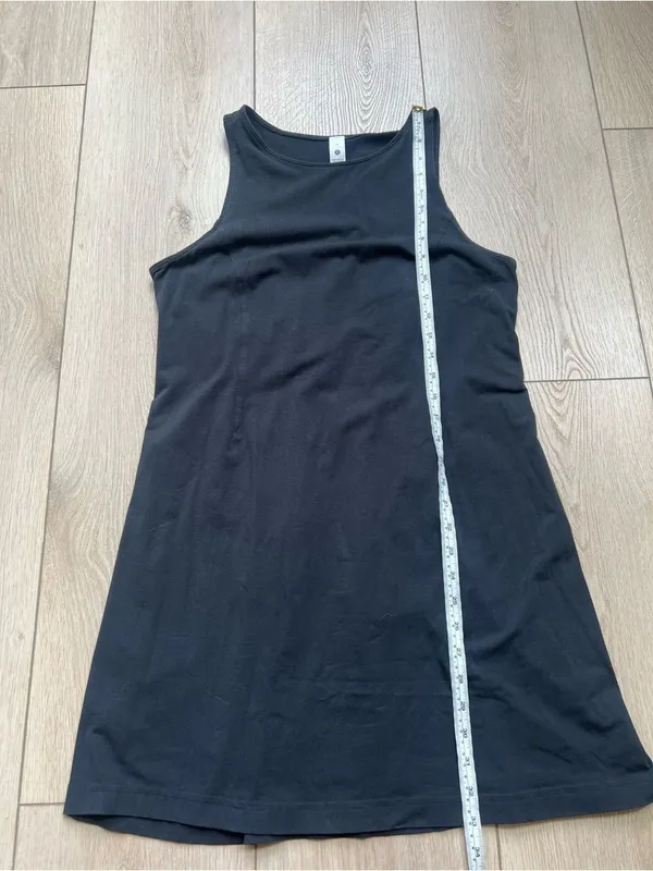 Lululemon Organic Cotton Cinched-Waist Dress Black Size Medium Sleeveless Shift - Image 11