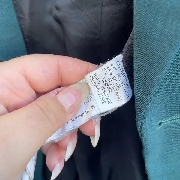 ZARA DARK GREEN WOOL TWO BUTTON BLAZER - Image 4
