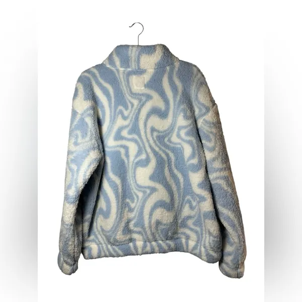 SO Sherpa Fleece Half‎ Zip Pullover Womens XL Blue White Swirl Cozy - Image 8