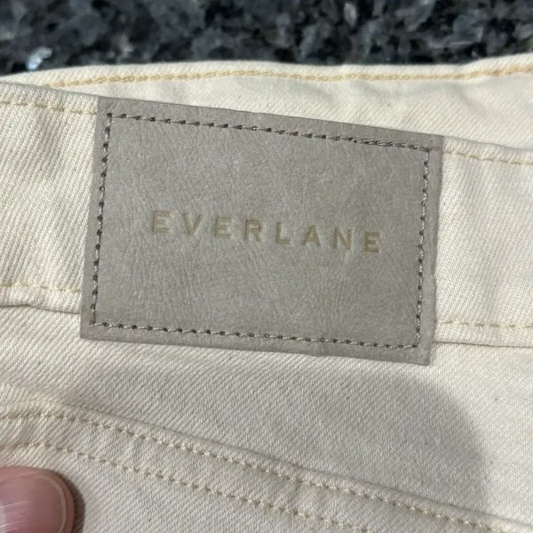 Everlane Cream Off-White Curvy Cheeky Organic‎ Jeans Denim Women's Size 35 Crop - Image 7
