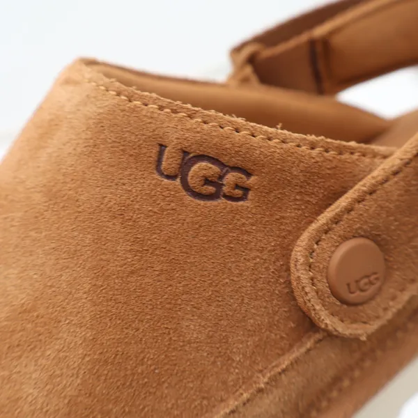UGG Goldenstar Clog Chestnut Suede Platform Swivel Strap Shoes Size 6 - Image 6