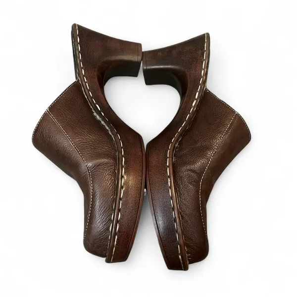 Nicole Mecca Leather Chunky Clog Mules Boho 90s Y2K Slip On Platform Heeled 8.5 - Image 3