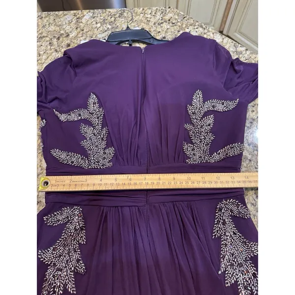Betsy And Adam Long Evening Gown Purple Embellished Size 10 - Image 8