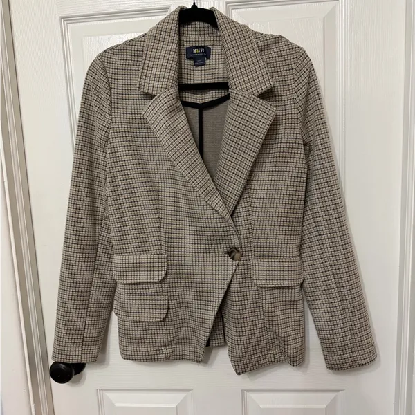 Anthropologie Maeve Houndstooth Print‎ Collegiate Knit Blazer Size XS - Image 2