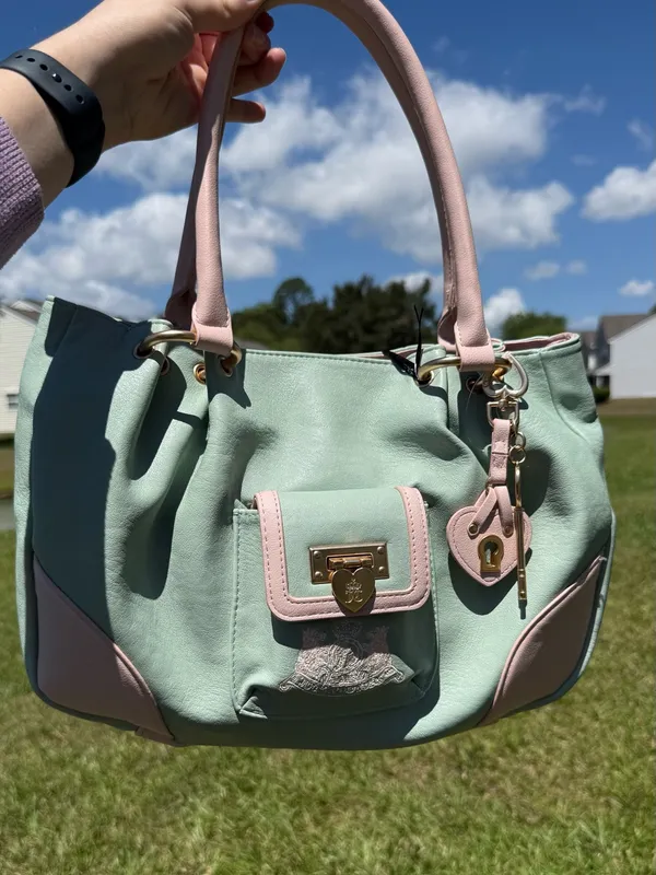 Juicy Couture Mint Pink Satchel Bag Heart Lock Charm Y2K Purse nwt - Image 2