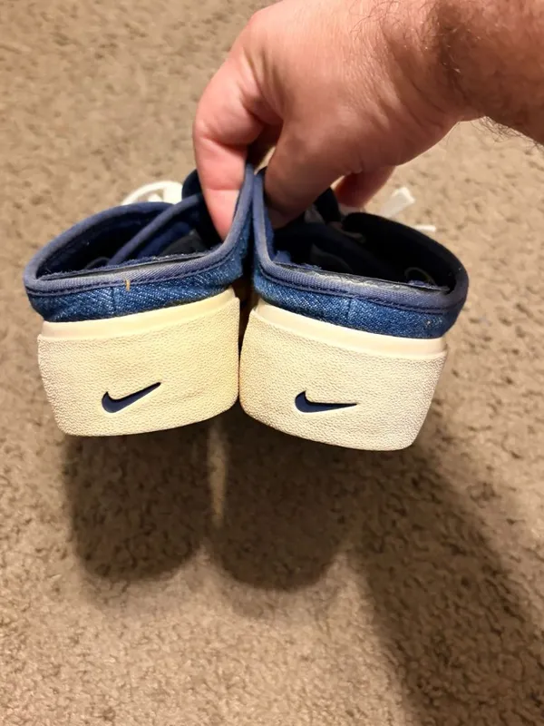 VTG Vintage 2002 Nike Hermosa Blue Denim Slip-on Mules Lace Up Size 9 143028-471 - Image 4