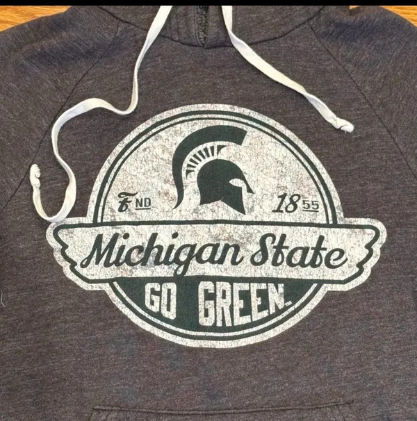 Blue 84 Michigan State Spartans Gray Sweatshirt Hoodie S Go Green - Image 2