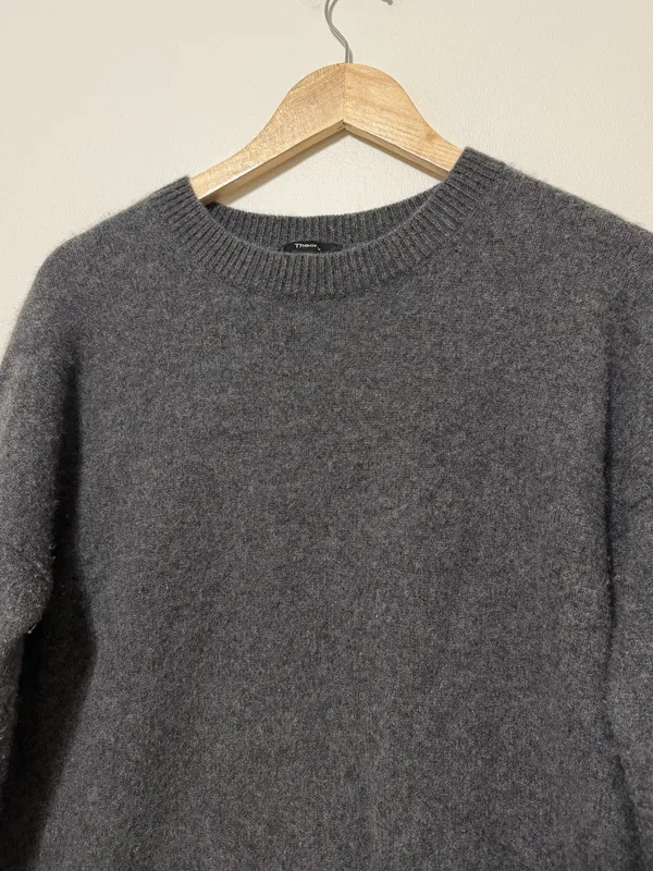 Theory Cashmere Gray Sweater Size Large Women’s Crewneck Jumper Pullover - Image 3