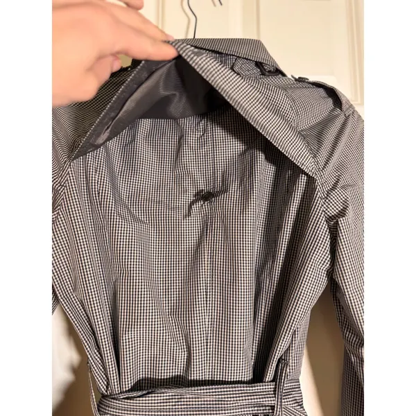 Banana Republic Gingham‎ Trench Raincoat Medium Belted Double Breasted Coat - Image 8