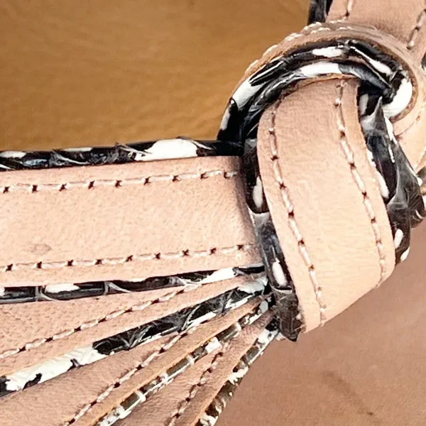 Coach Meg Leather with Snakeskin Tan Beige Leather Sandals Heels Shoes Women 9 - Image 11
