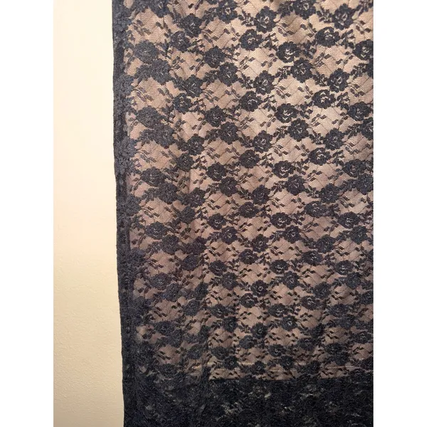 Hem & Thread NWT Women Black Floral Lace Midi Skirt Tan Lining M Whimsigoth - Image 2