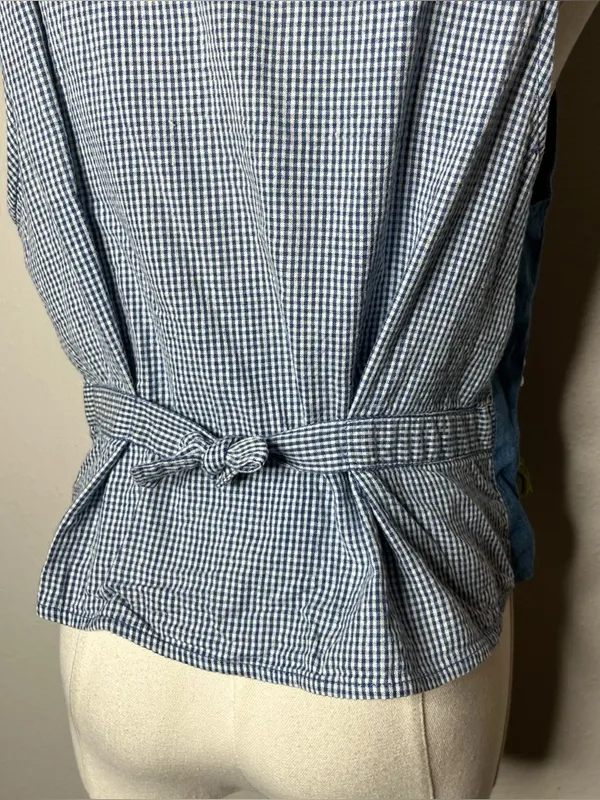 90s Vintage Garden Embroidered Denim Button Front Vest Artsy Boho Cottagecore - Image 7