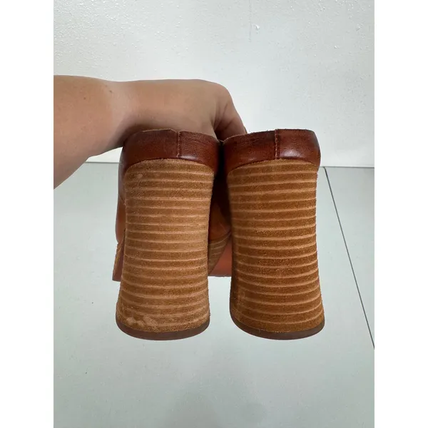 Kork-Ease Brown Leather Platform Mules Block Heel Square Toe KE0016916 Size 8M - Image 5