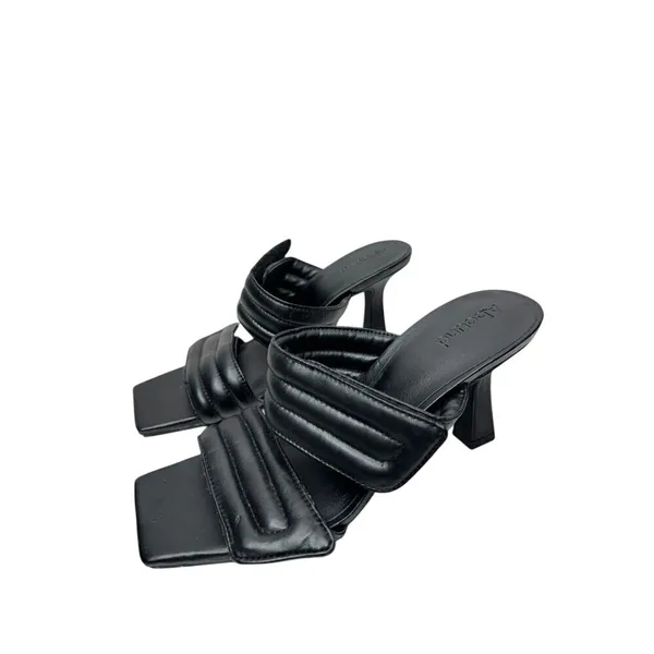 Abound Black Padded Quilted Square Toe Flared Heel Mules Sandals Size 7M - Image 2