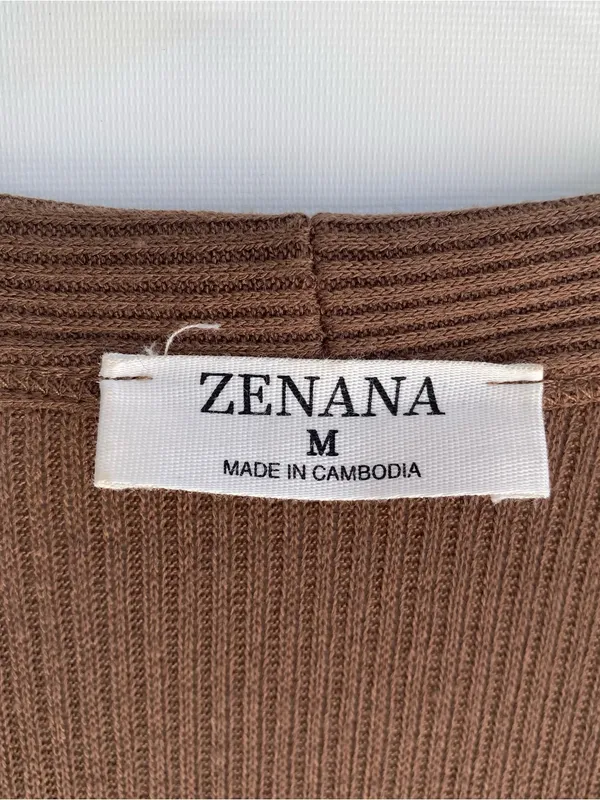 Zenana brown ribbed knit v-neck duster cardigan sweater fall transition M - Image 4