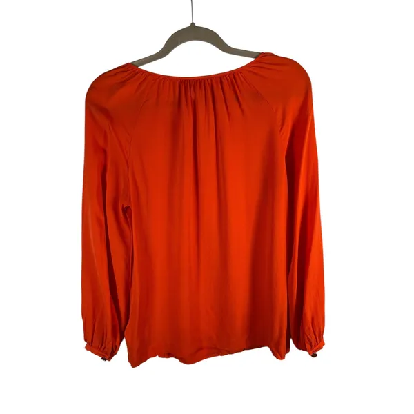 Tory Burch Orange 100% Silk Long Sleeve Blouse Top Style 11111168 Womens‎ Size 2 - Image 3