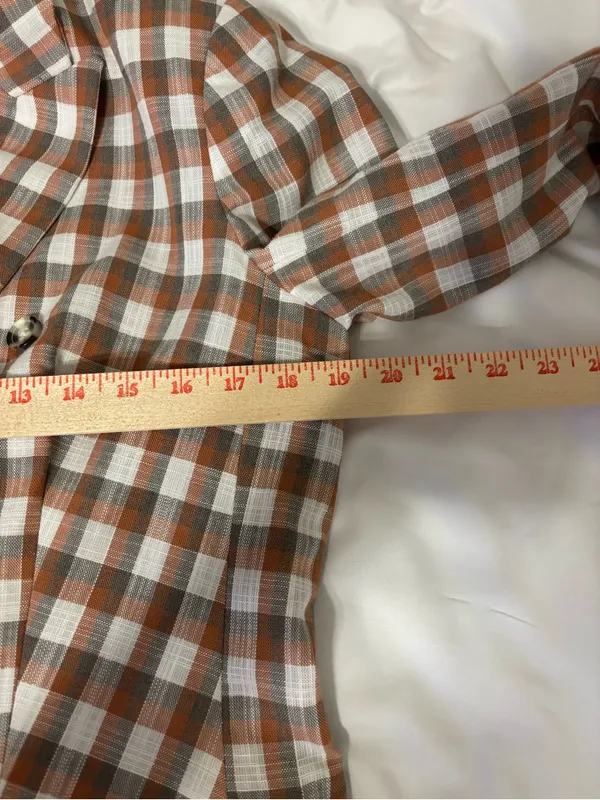 Nine West Plaid Double Breasted Blazer Brown Check Jacket M - Image 4