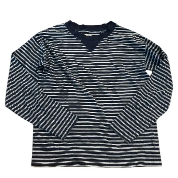 Vintage Hi-Line Size S Vneck Henley‎ Blue Stripe Oversized Cotton Long Sleeve - Image 2