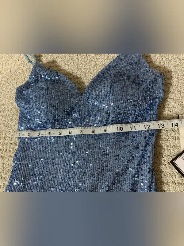 Emerald Sundae Blue Sequin Mini Dress Sz S - Image 11