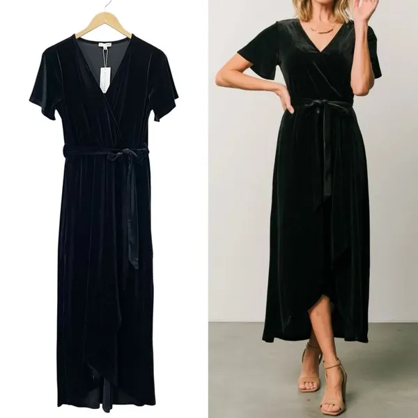 NWT Baltic Born Nadine Velvet Midi Dress Black Size Medium Party Wedding Holiday - Image 14