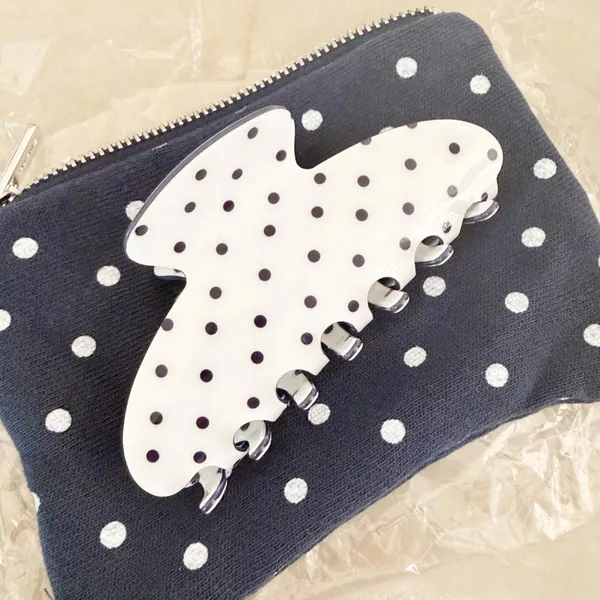NEW Parke white blue polka dots hair clip claw clip * - Image 3