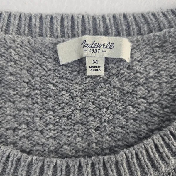 Madewell Textured Knit‎ Gray Sweater Crew Neck Long Sleeve Casual Womens Size M - Image 3