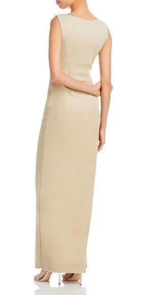 CHIARA BONI LA PETITE ROBE Aliki Metallic Sheath Gown Gold Shimmer 40 NWT - Image 2