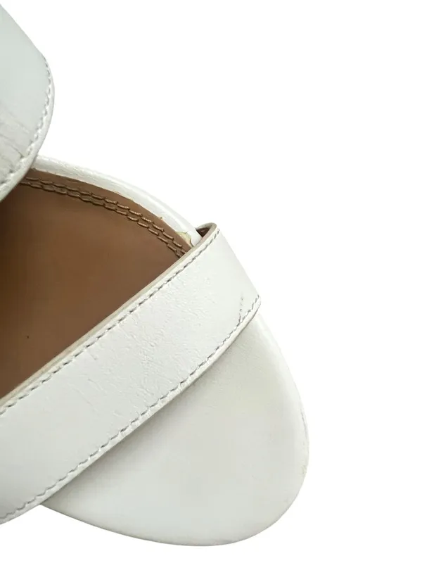 Tory Burch Women’s Eleanor White Leather Gold Metal Block Heel Sandals Size 9.5 - Image 11