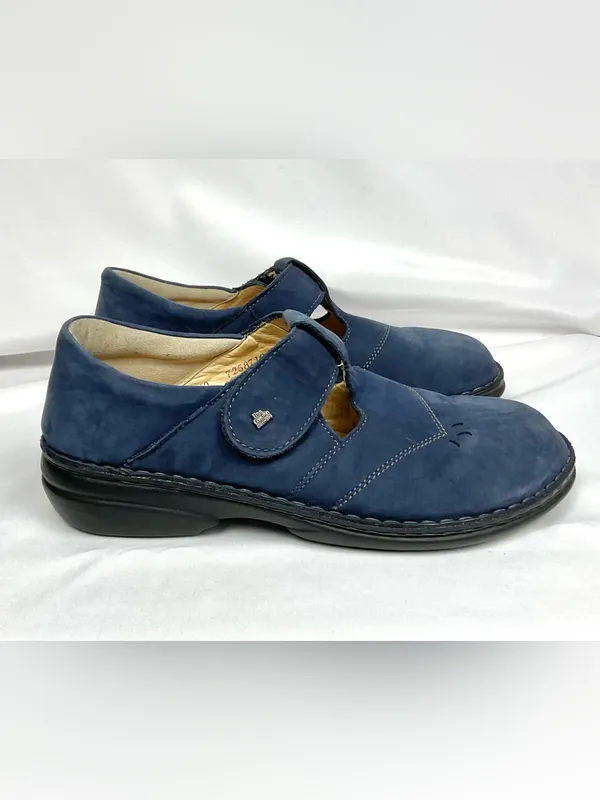 Finn Comfort Nashville Blue Mary Jane Clogs Nubuck Suede Size 40 T Strap - Image 3