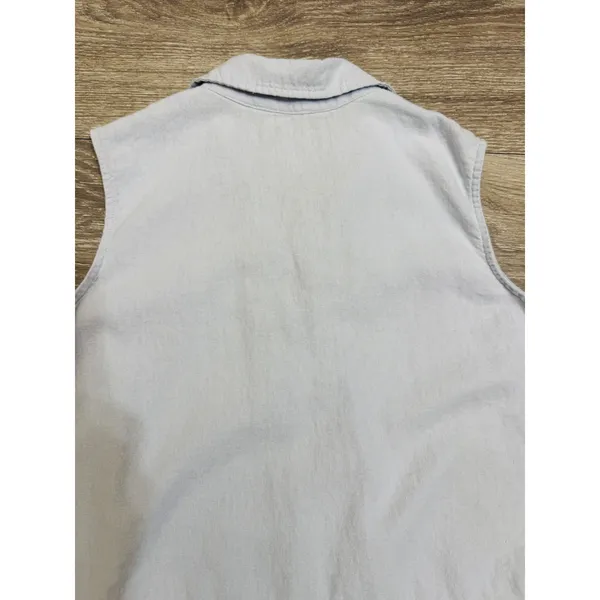 Minimalist Linen Blend Womens Tunic Top Size M Light Blue Lace Up Sleeveless‎ - Image 8