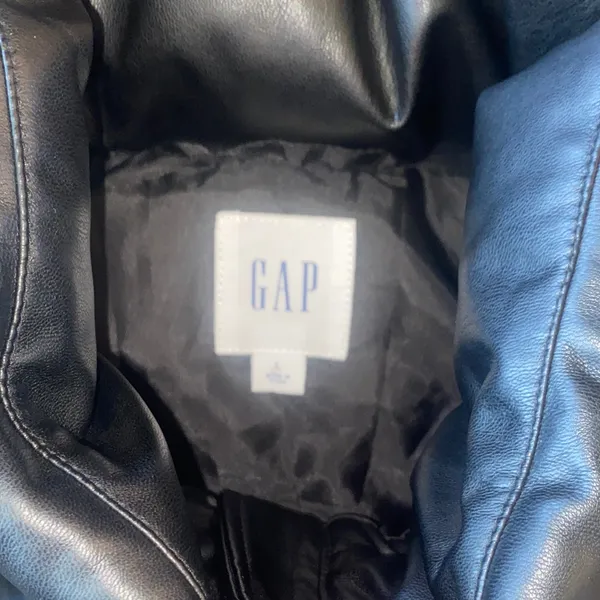 GAP Sleek Black Faux Leather Puffer Vest - Image 2