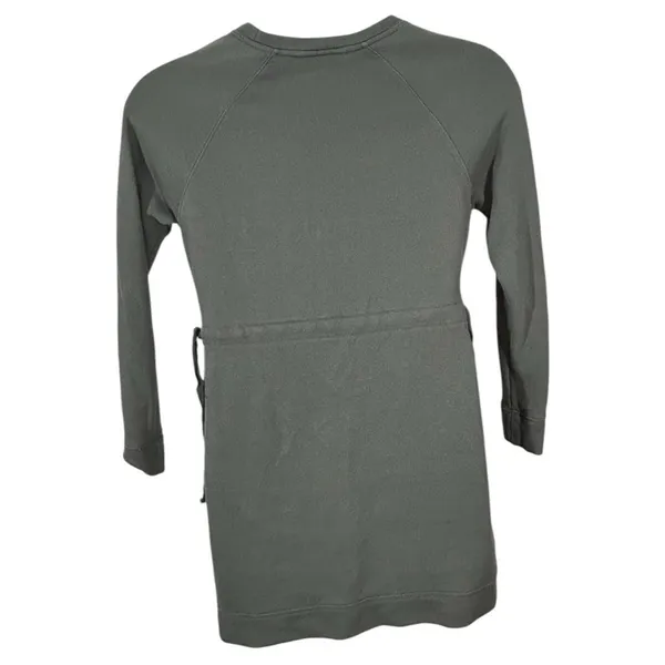 Athleta Studio Cinch Green Sweatshirt Dress Small Tie Waist Athleisure - Image 9