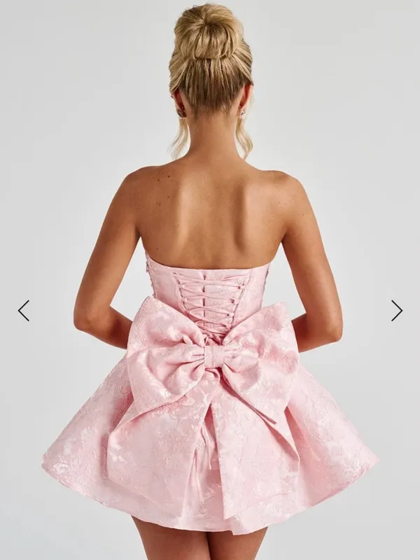 Babyboo NWT Women Small Pink Strapless Mini Dress Romantic Coquette Soft Girl - Image 5